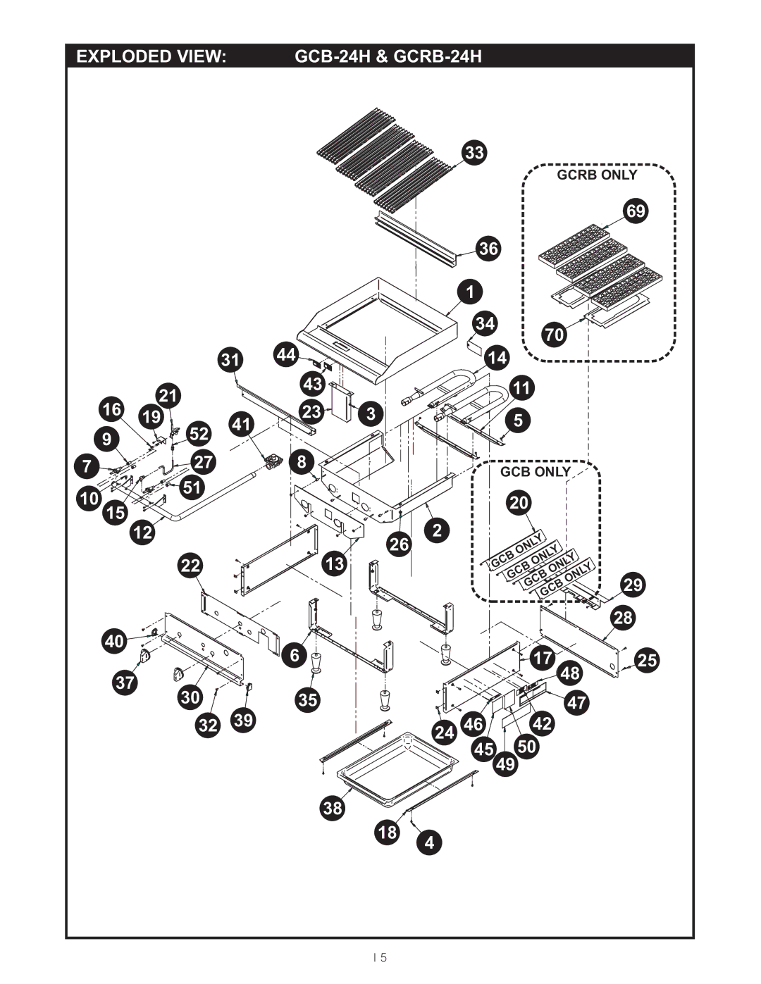 APW Wyott GCRB-18H, GCRB-48H, GCRB-36H, GCB-18H, GCB-48H, GCB-36H, GCRB-24H, GCB-24H warranty Gcrb only, GCB only 