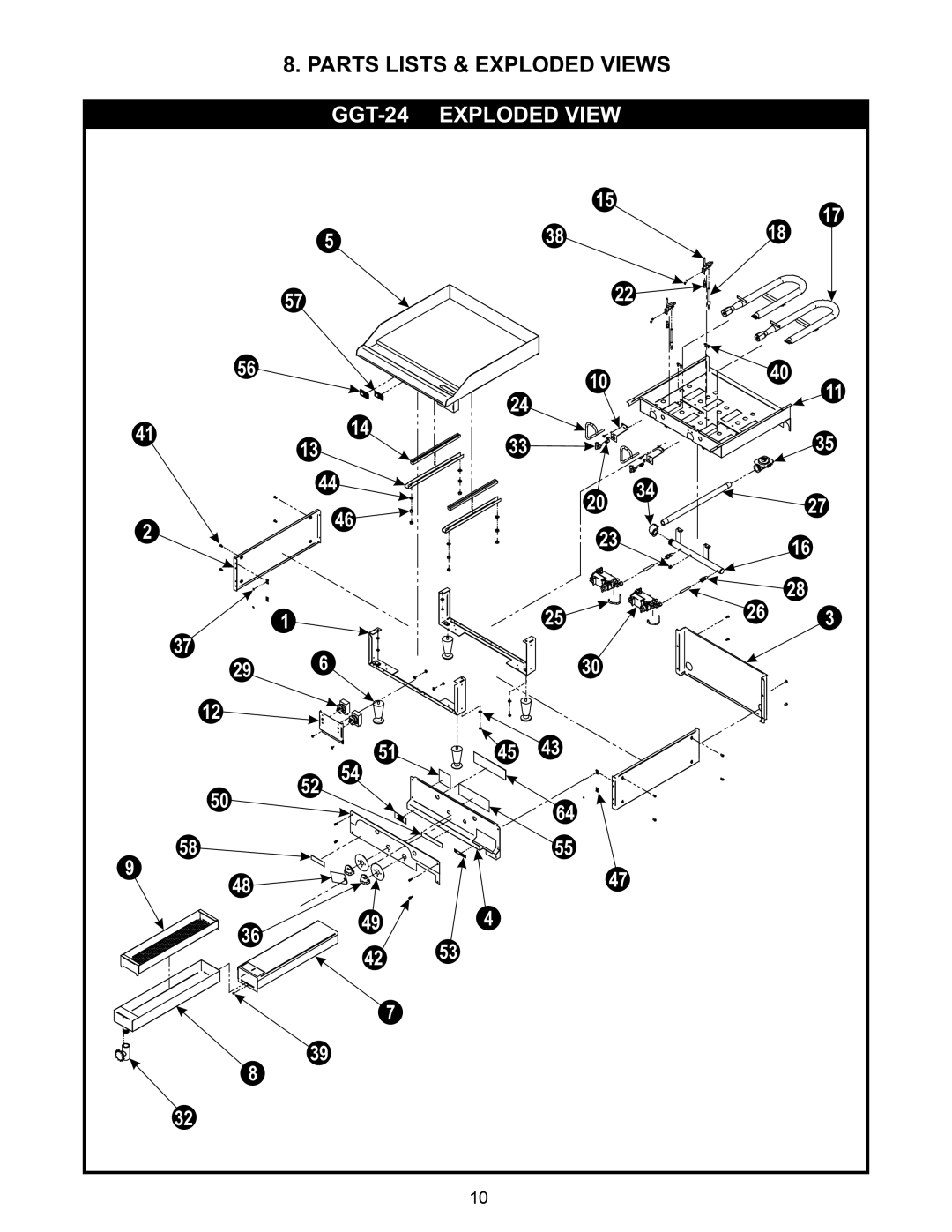 APW Wyott GGT-24H warranty Parts Lists & Exploded Views, GGT-24 Exploded View 