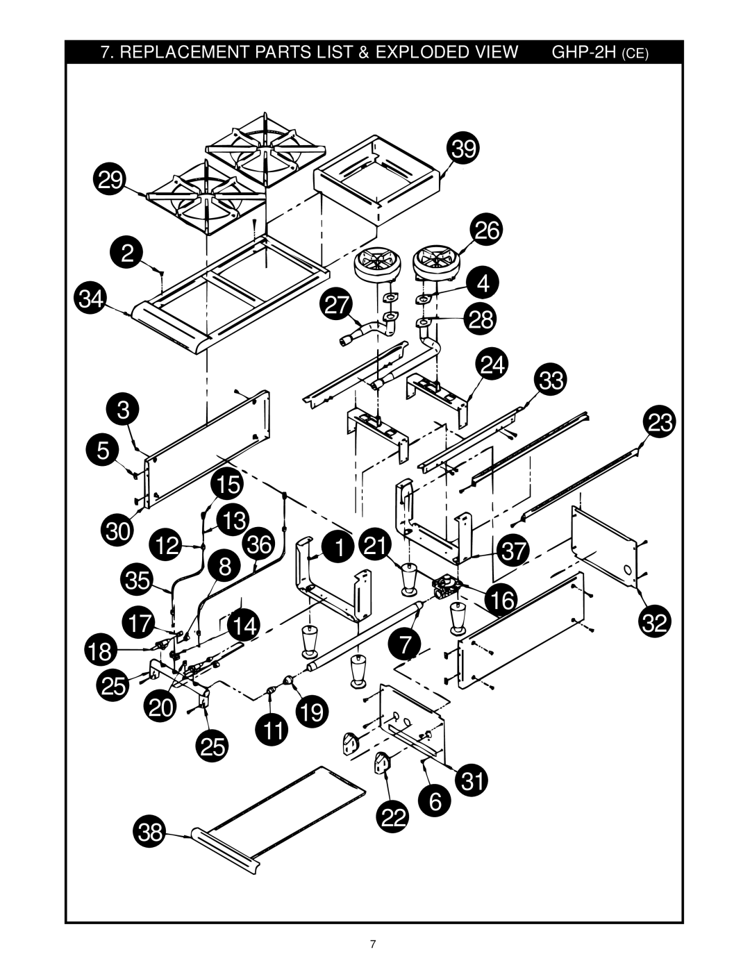 APW Wyott operating instructions Replacement Parts List & Exploded View GHP-2H CE 