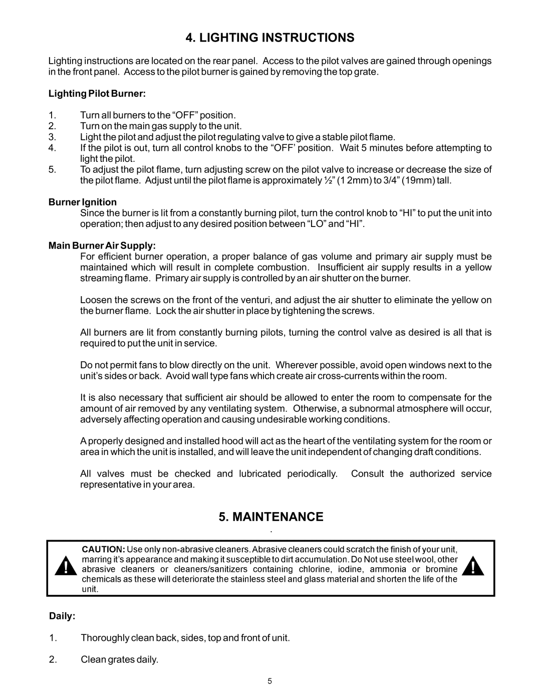 APW Wyott GHP-4H, GHPS-2H, GHPW-2H, GHP-6H, GHPS-6H, GHPS-4H operating instructions Lighting Instructions, Lighting Pilot Burner 