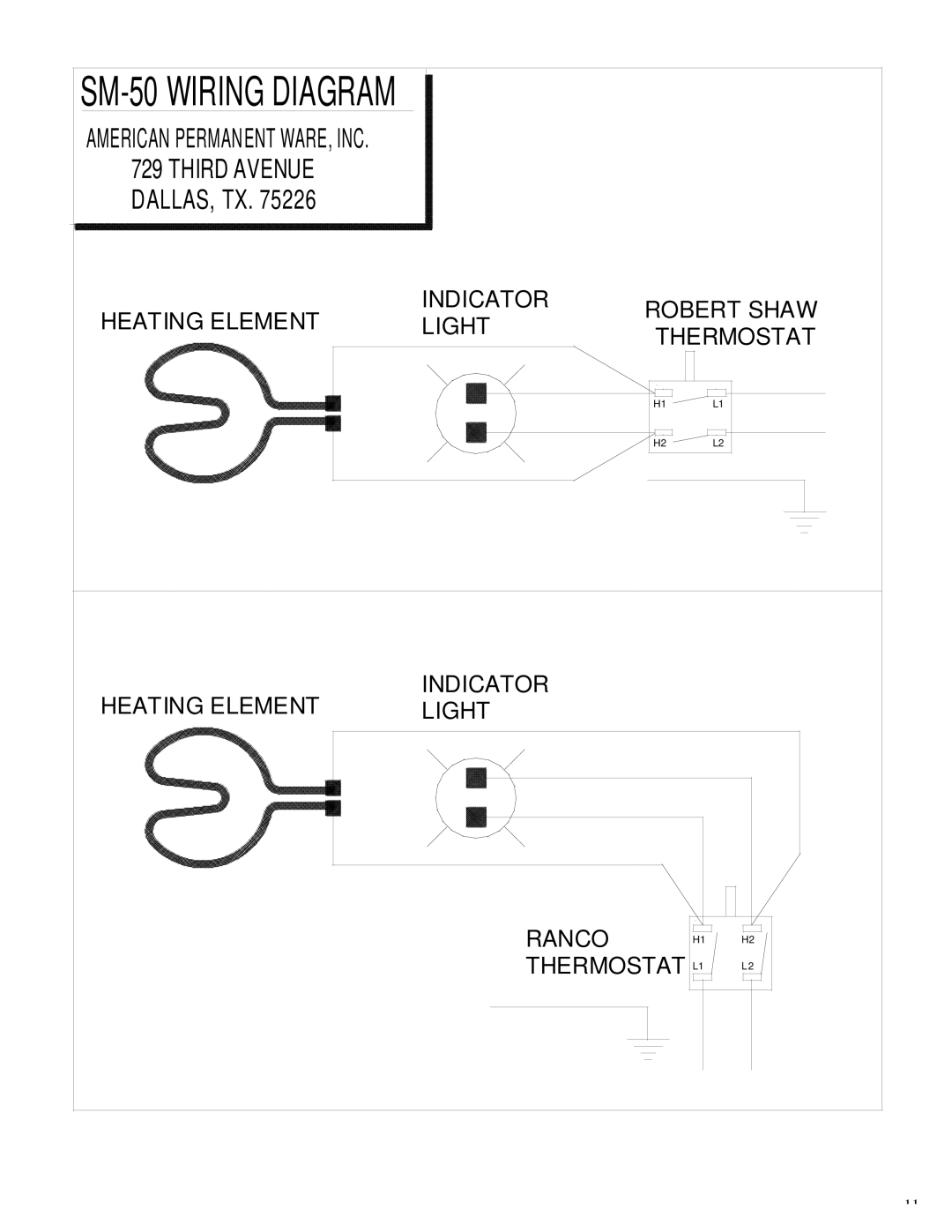 APW Wyott HOT FOOD WARMER service manual SM-50 Wiring Diagram 