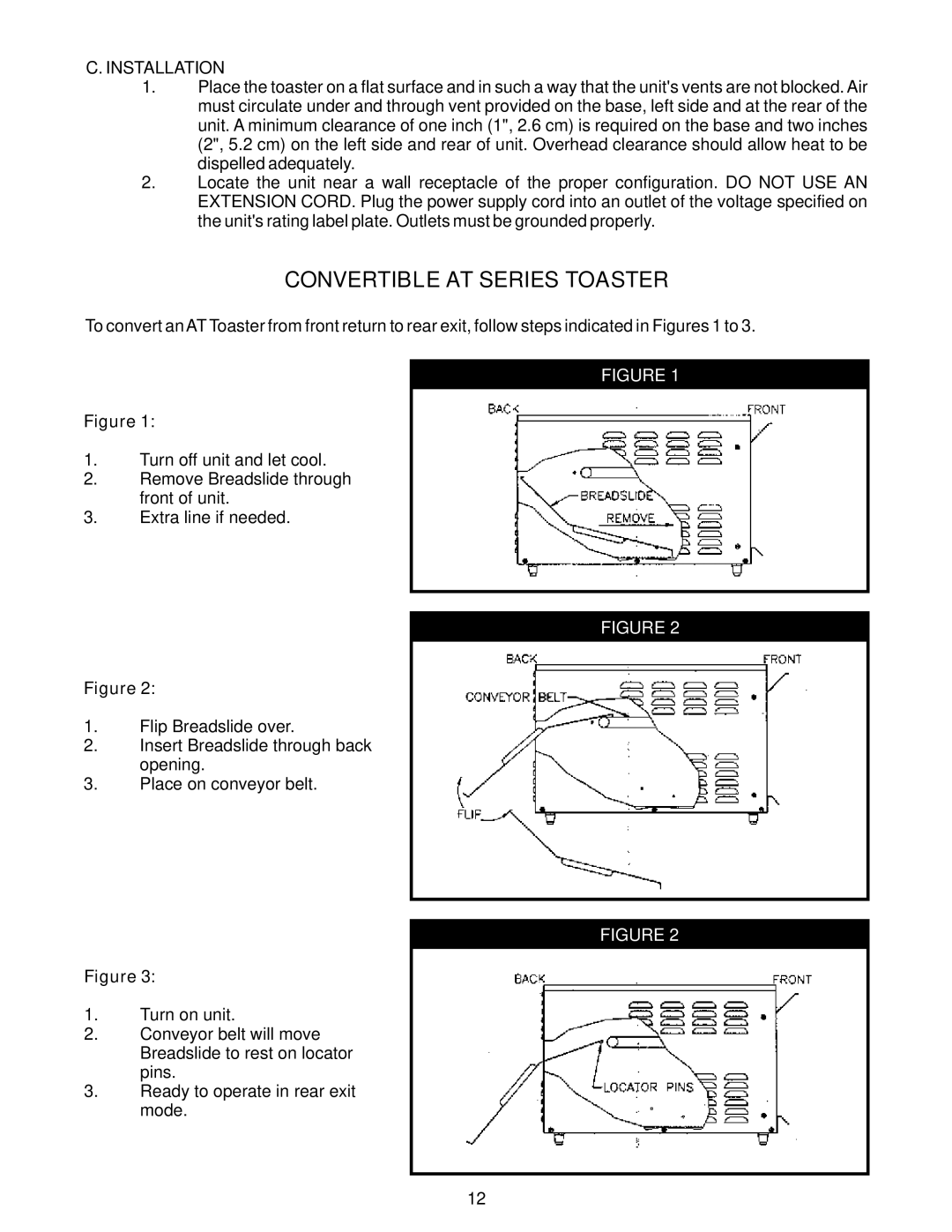 APW Wyott M Series, AT/BT Series manual Convertible AT Series Toaster, Installation 