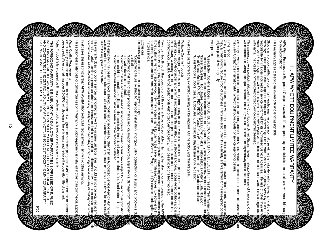 APW Wyott M95-2-JIB operating instructions 