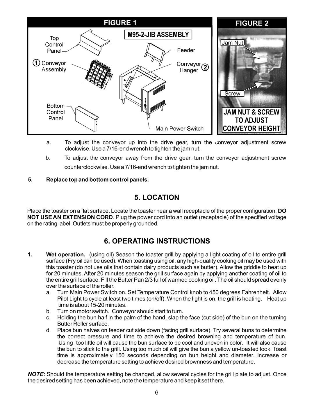 APW Wyott M95-2-JIB operating instructions Location, Replace top and bottom control panels 