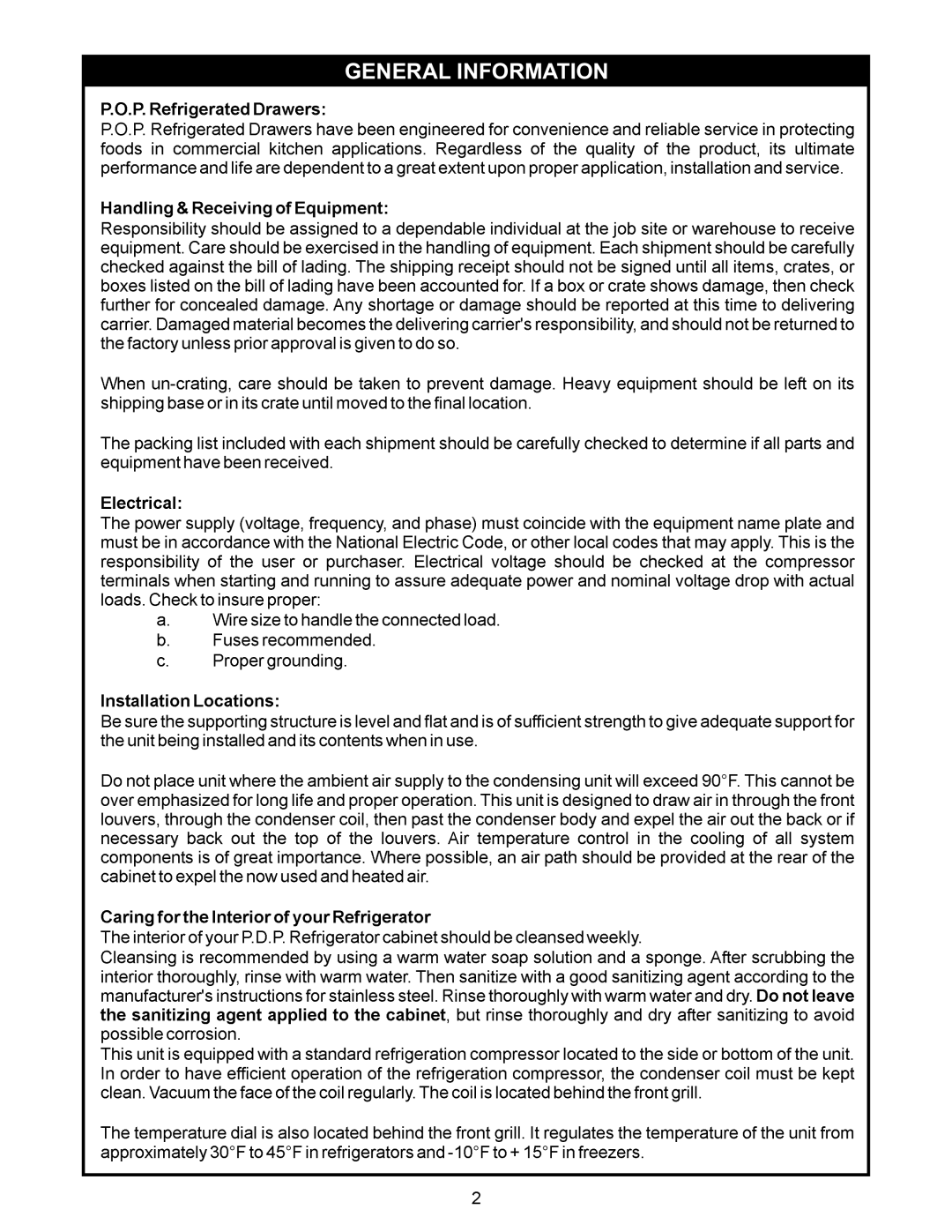 APW Wyott POP 3S, POP 2S, POP 1S manual General Information 