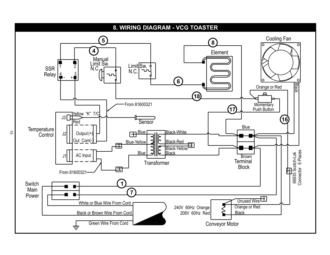 APW Wyott operating instructions Wiring Diagram VCG Toaster 