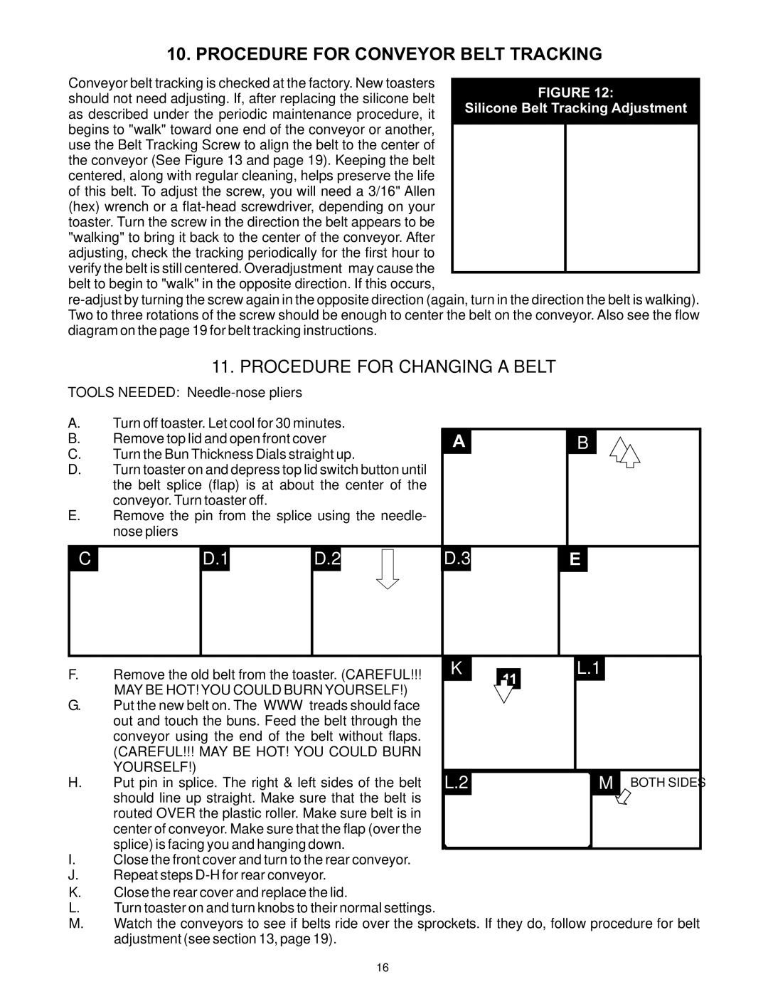 APW Wyott VSX manual Procedure for Conveyor Belt Tracking 