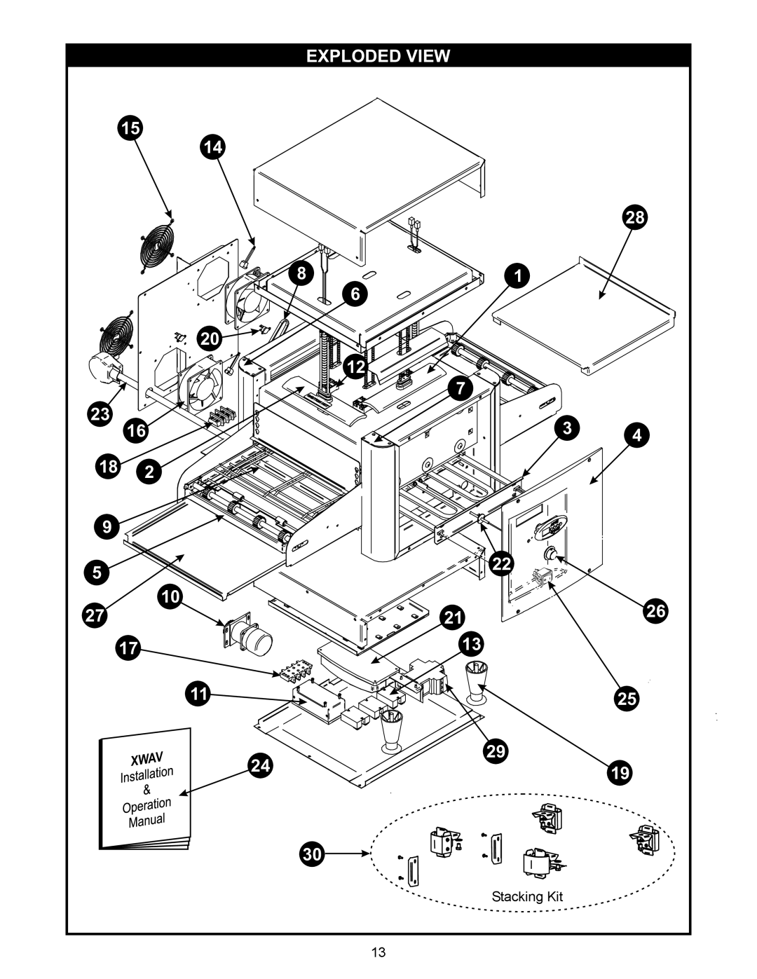 APW Wyott XWAV1422, XWAV1829, XWAV1417 manual 29StackingKit, Exploded View 