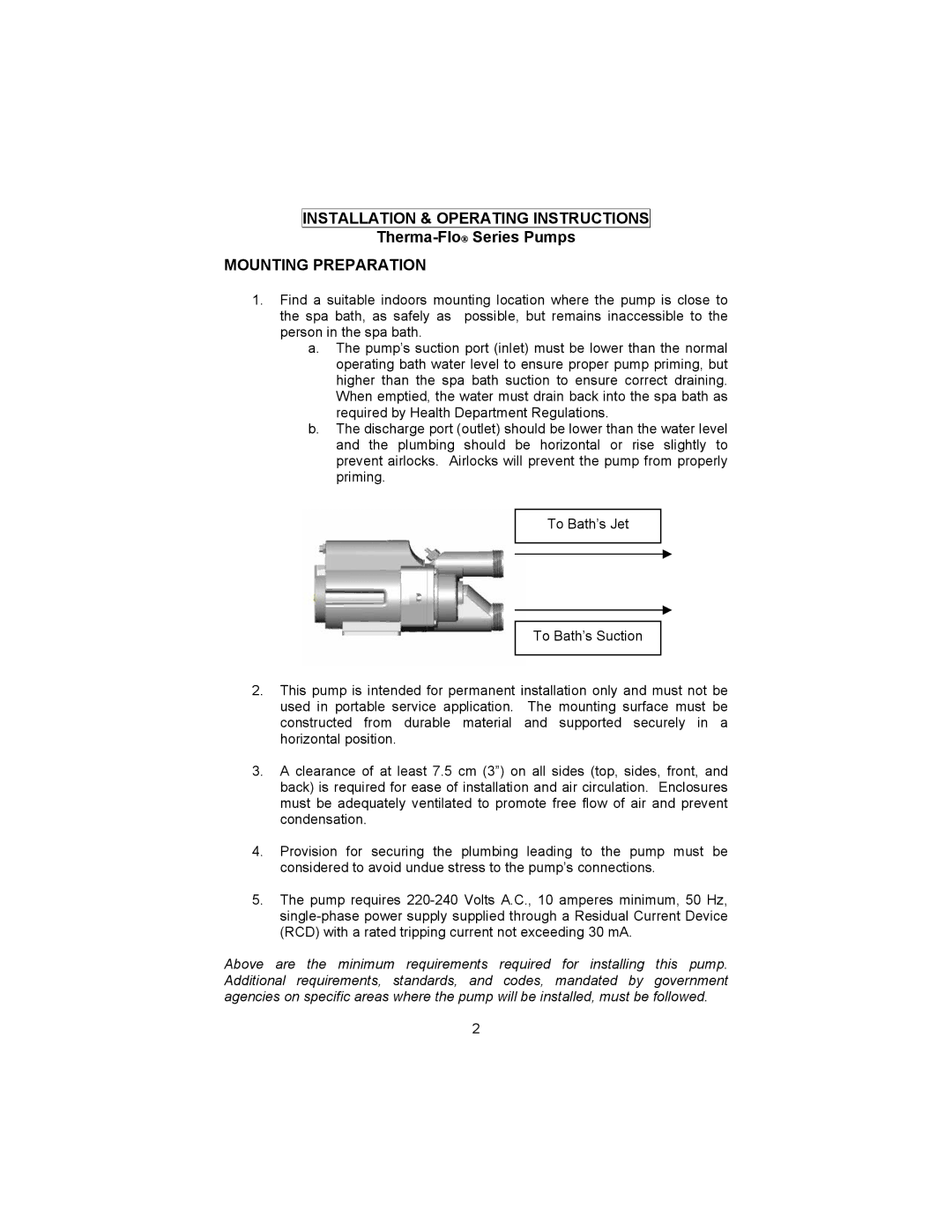 Aqua Flo Therma-Flo EHT owner manual Installation & Operating Instructions, Mounting Preparation 