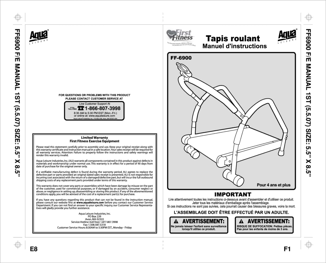 Aqua Leisure FF-6900 manual 