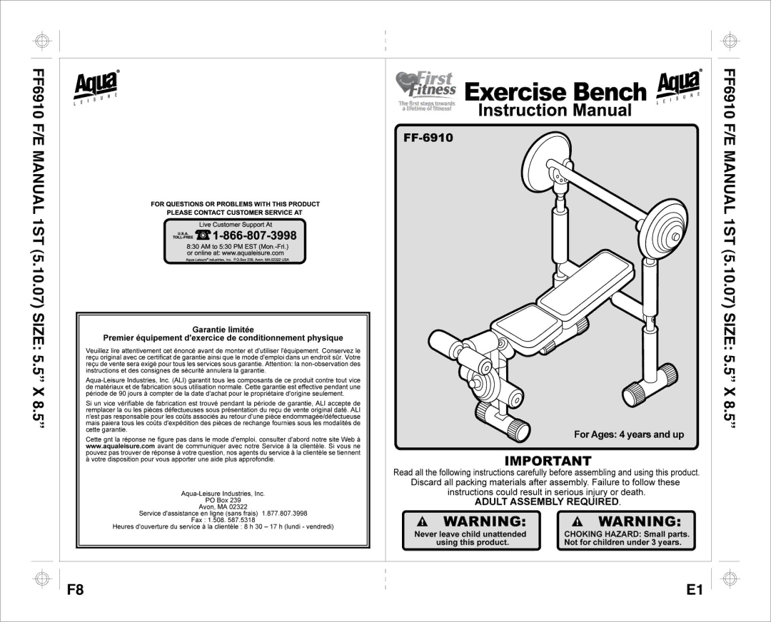 Aqua Leisure FF 6910 E, FF 6910 F manual 