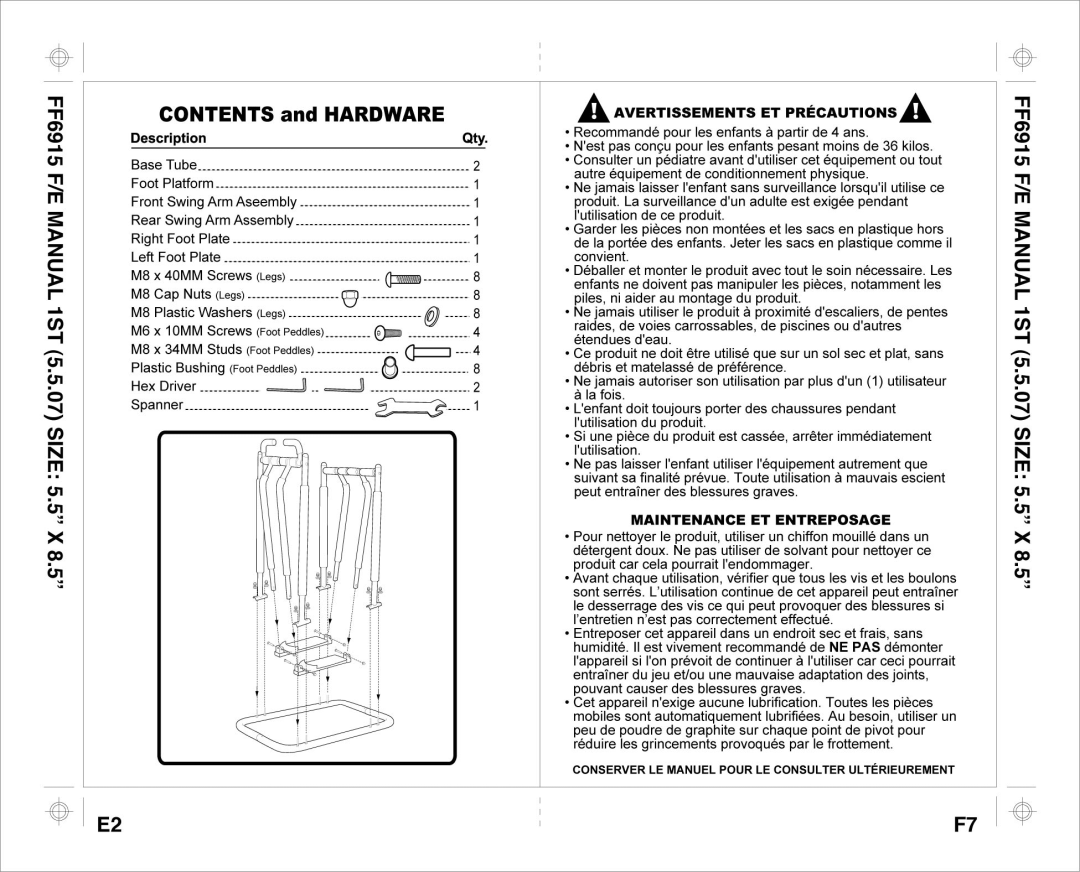 Aqua Leisure FF-6915 E, FF-6915 F manual 