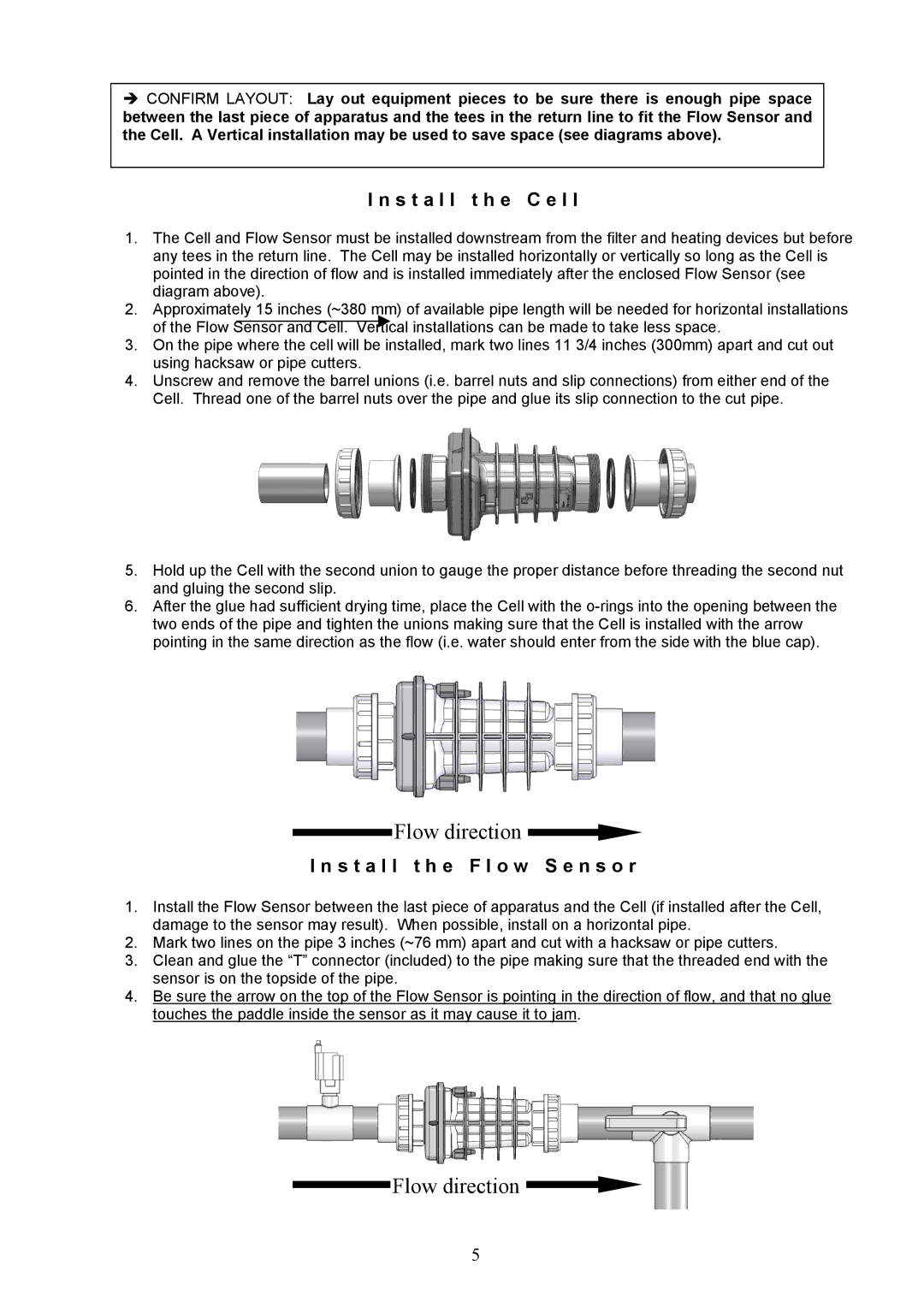 Aqua Products AC-4000, AC-6000 owner manual Install t h e C e l l, Install t h e F l o w S e n s o r 