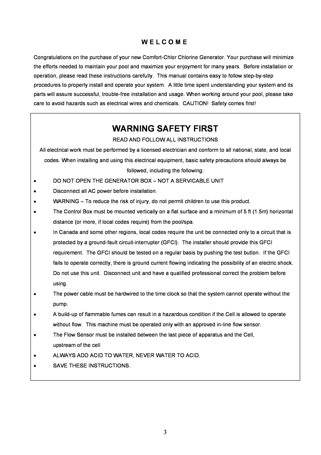Aqua Products CC-550, CC-350 owner manual W E L C O M E, Warning Safety First 