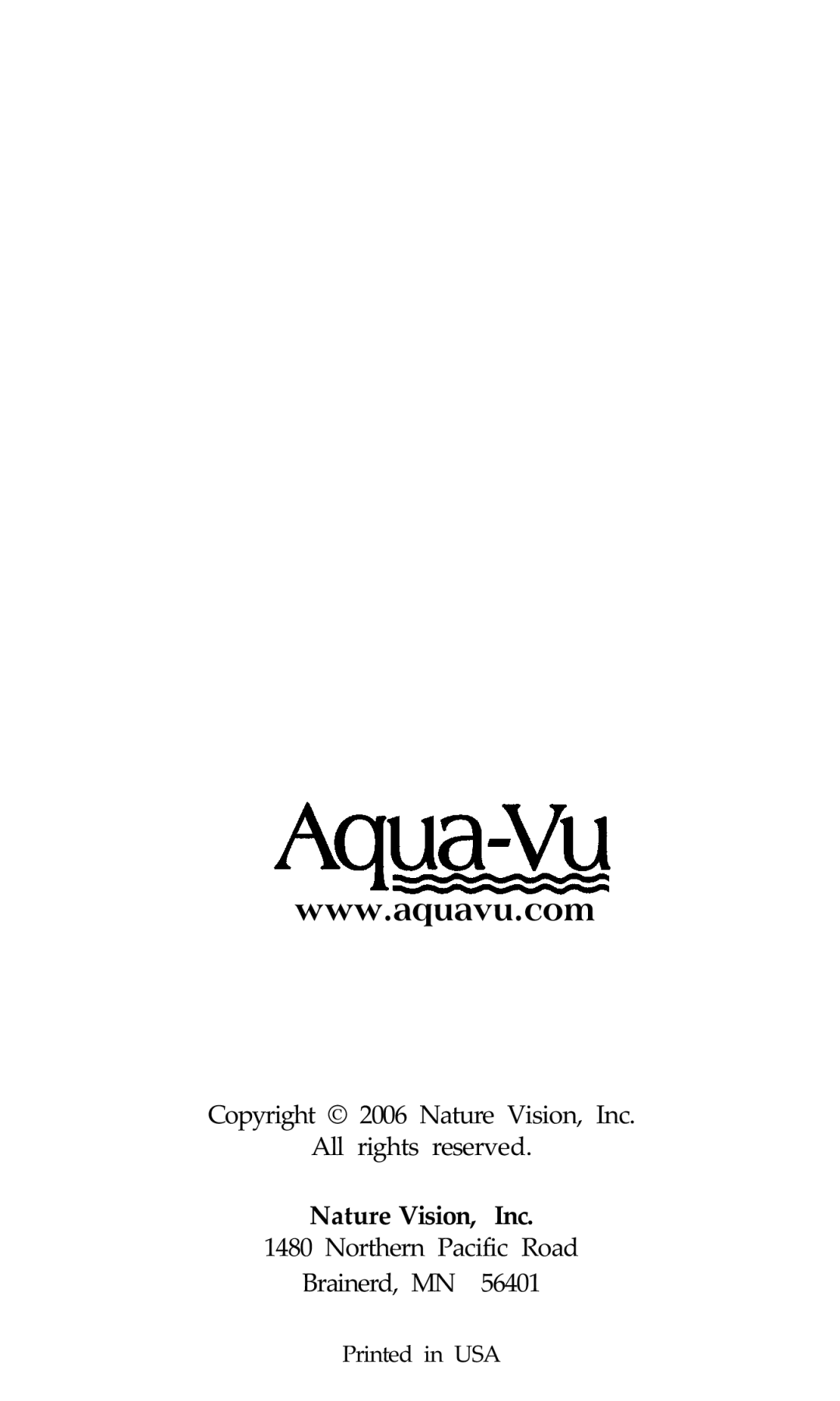 Aqua-Vu Aqua-Vu MAV manual Nature Vision, Inc 