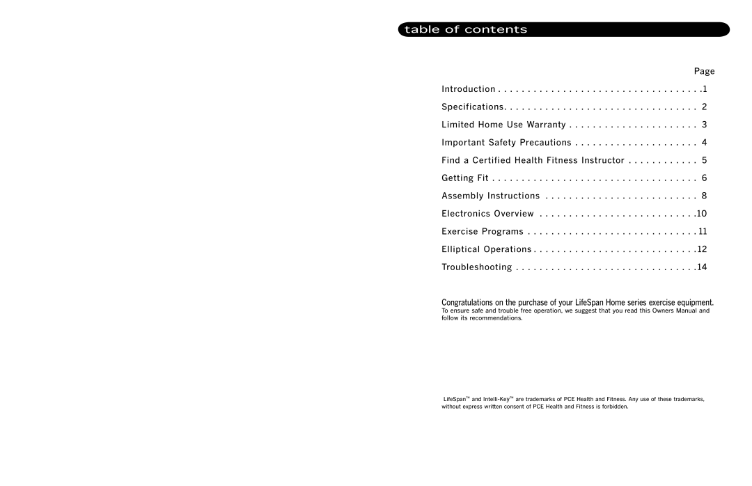 AquaBrew EX3 manual Table of contents 