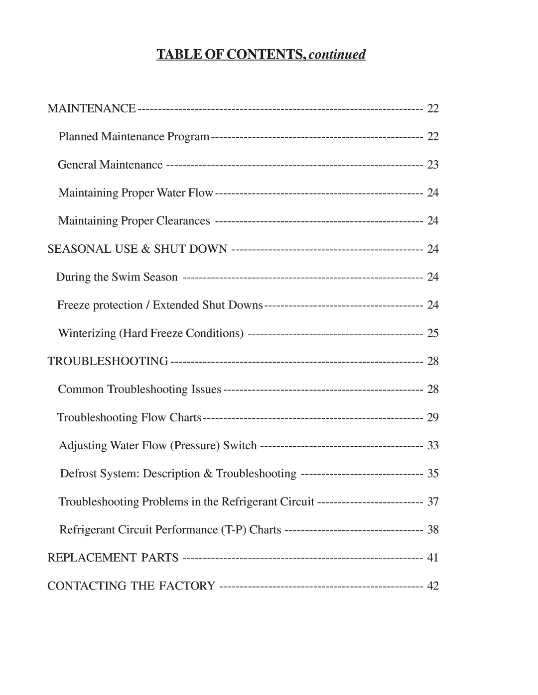 Aquacal H/AT100R, H/AT120R owner manual Table of Contents 