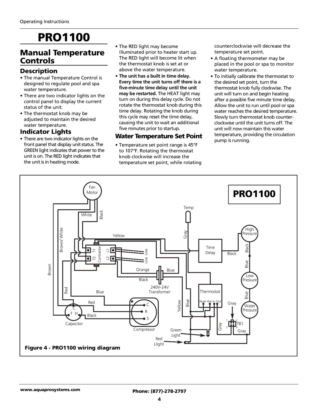 AquaPRO PRO1300h/c TCE, PRO1100e TCE, PRO1300 TCE owner manual Manual Temperature Controls, Indicator Lights 