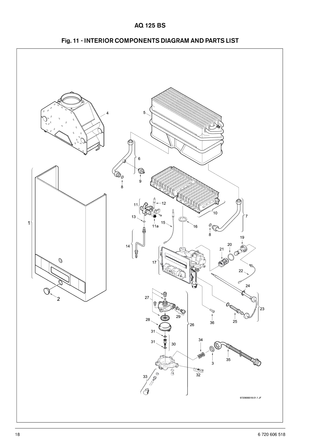 AquaStar 125B NGS specifications Interior Components Diagram and Parts List 