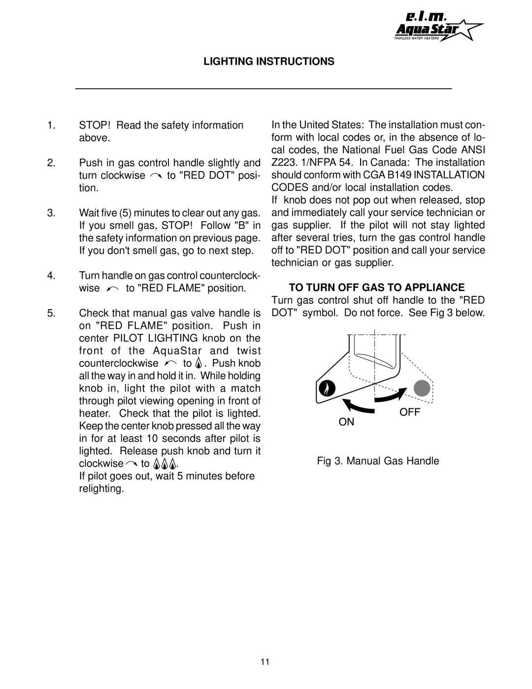 AquaStar 170 VP manual Lighting Instructions 