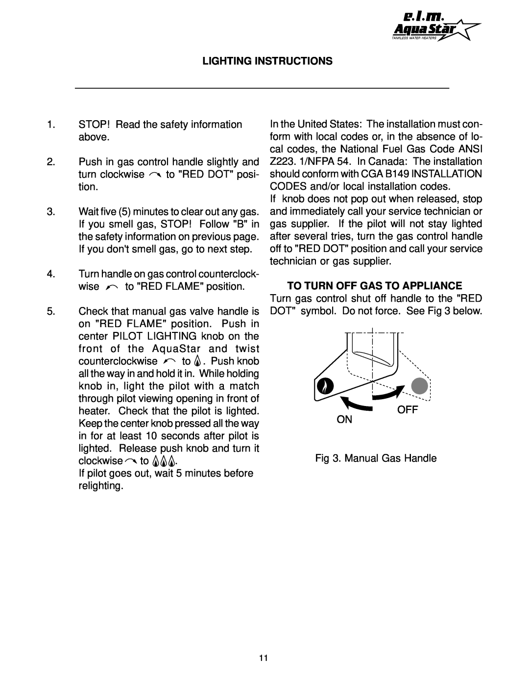 AquaStar 170 VP manual Lighting Instructions 