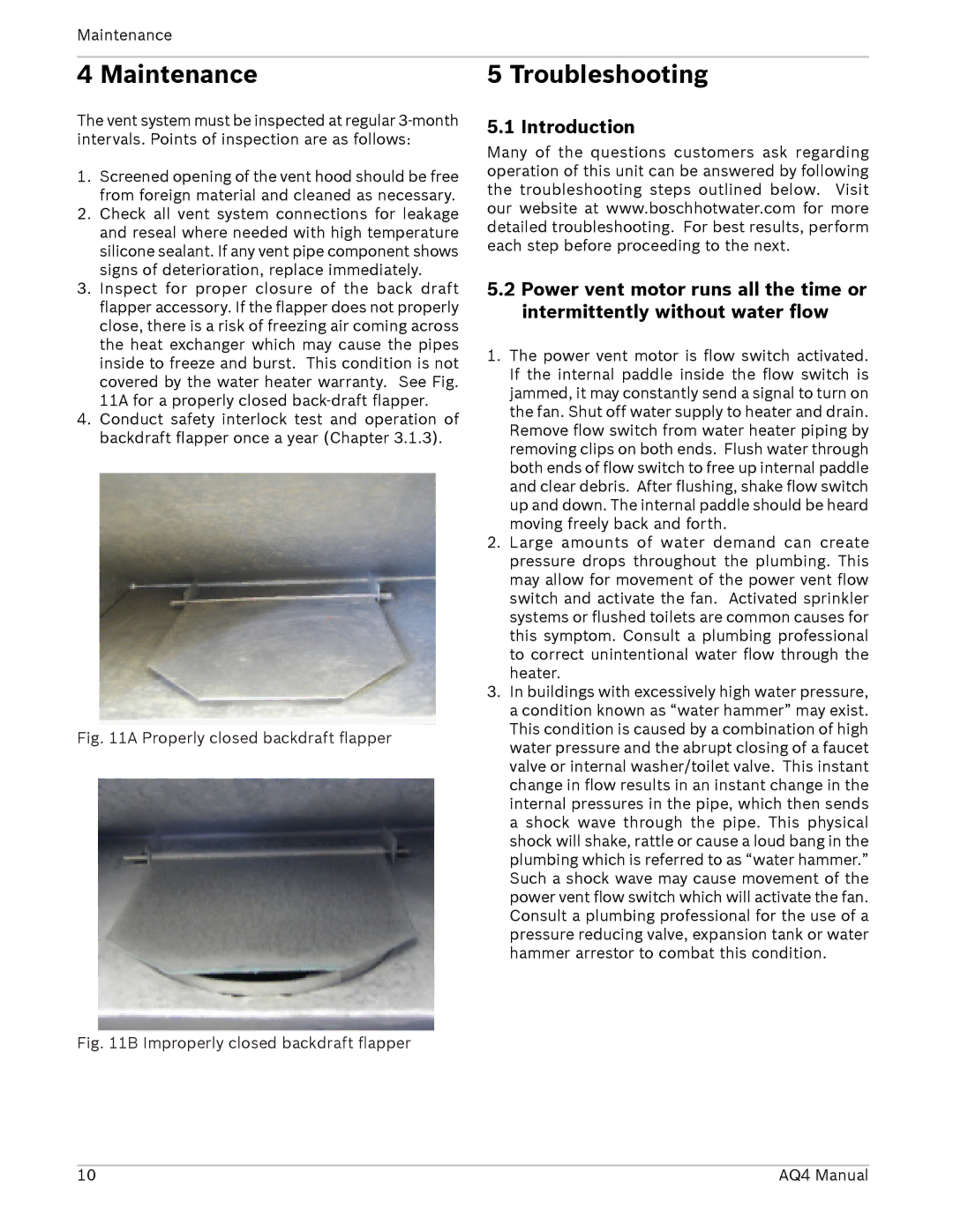 AquaStar AQ4 installation manual Maintenance, Troubleshooting 