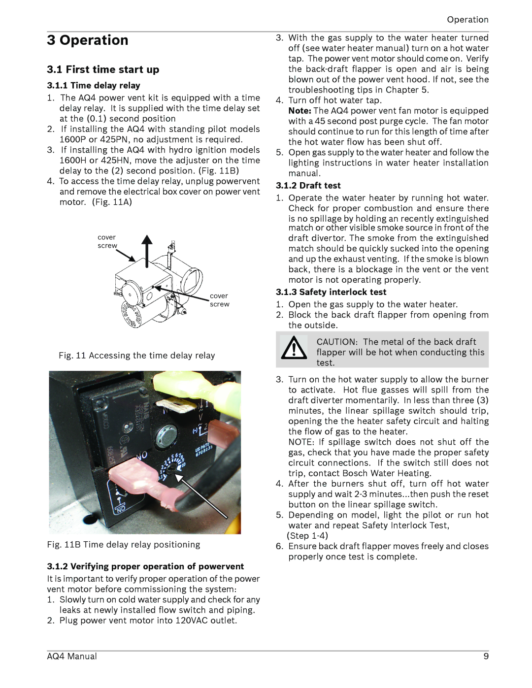 AquaStar AQ4 installation manual Operation, First time start up 