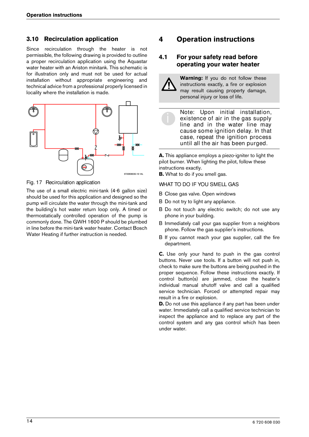 AquaStar GWH 1600 P manual Operation instructions, Recirculation application 