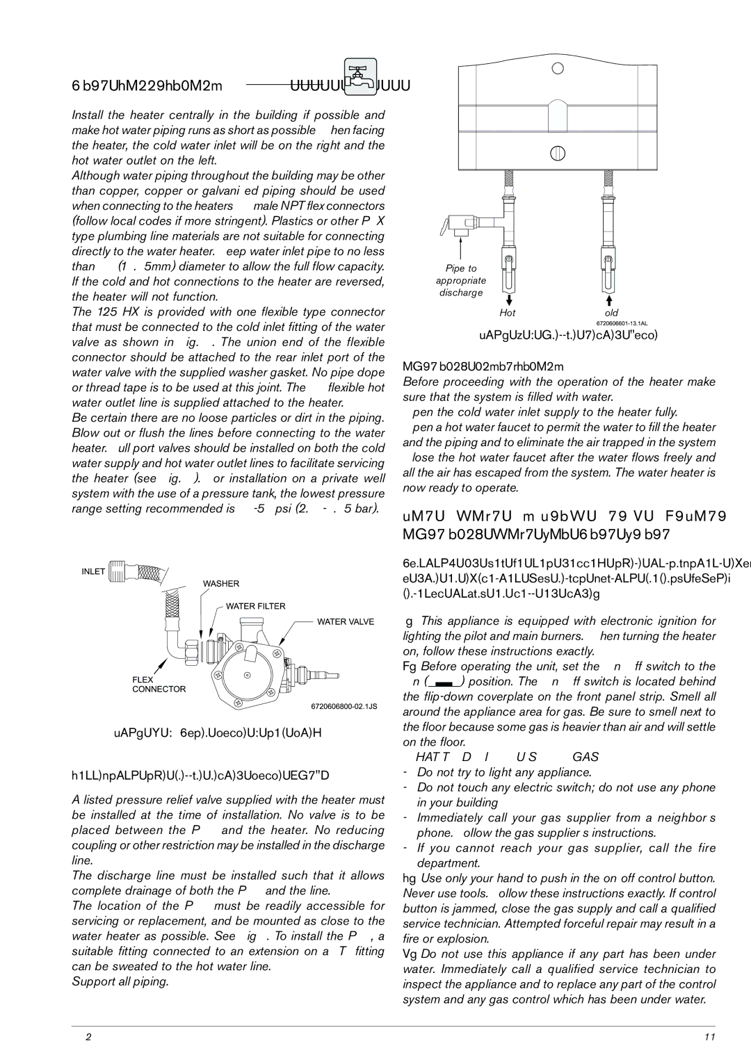 AquaStar 125HXNG Water Connections, For Your Safety Read Before Operating Your HOT Water Heater, Operating Instructions 