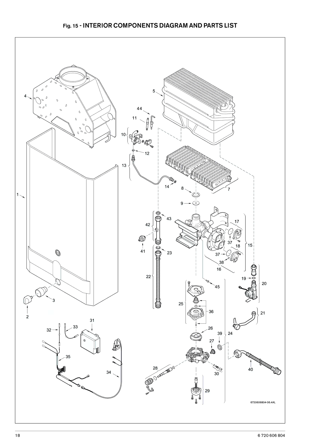 AquaStar LP, 125HXNG specifications Interior Components Diagram and Parts List 