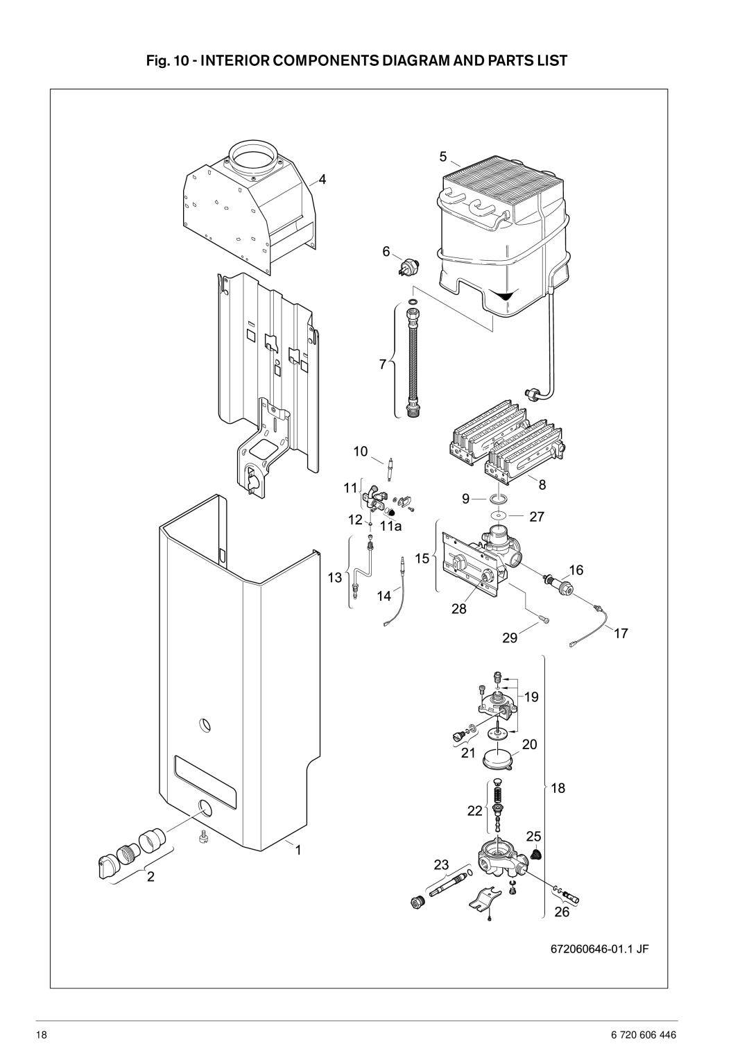 AquaStar NG operating instructions Interior Components Diagram and Parts List 