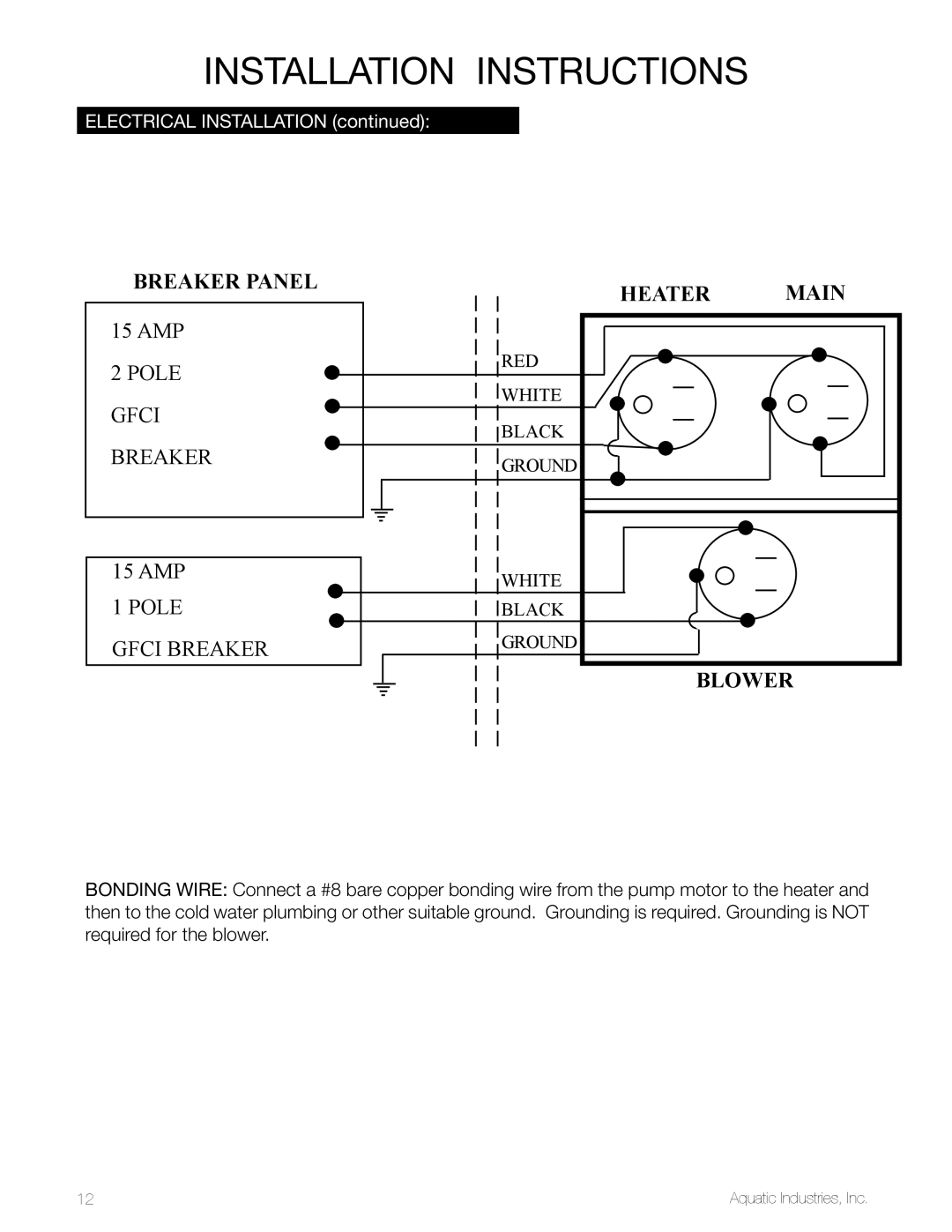 Aquatic LuxeAir Series owner manual Heater Main 