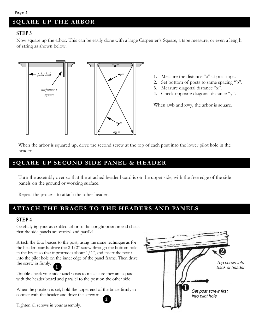 Arboria Cascadia Arbor manual Square UP the Arbor, Square UP Second Side Panel & Header 