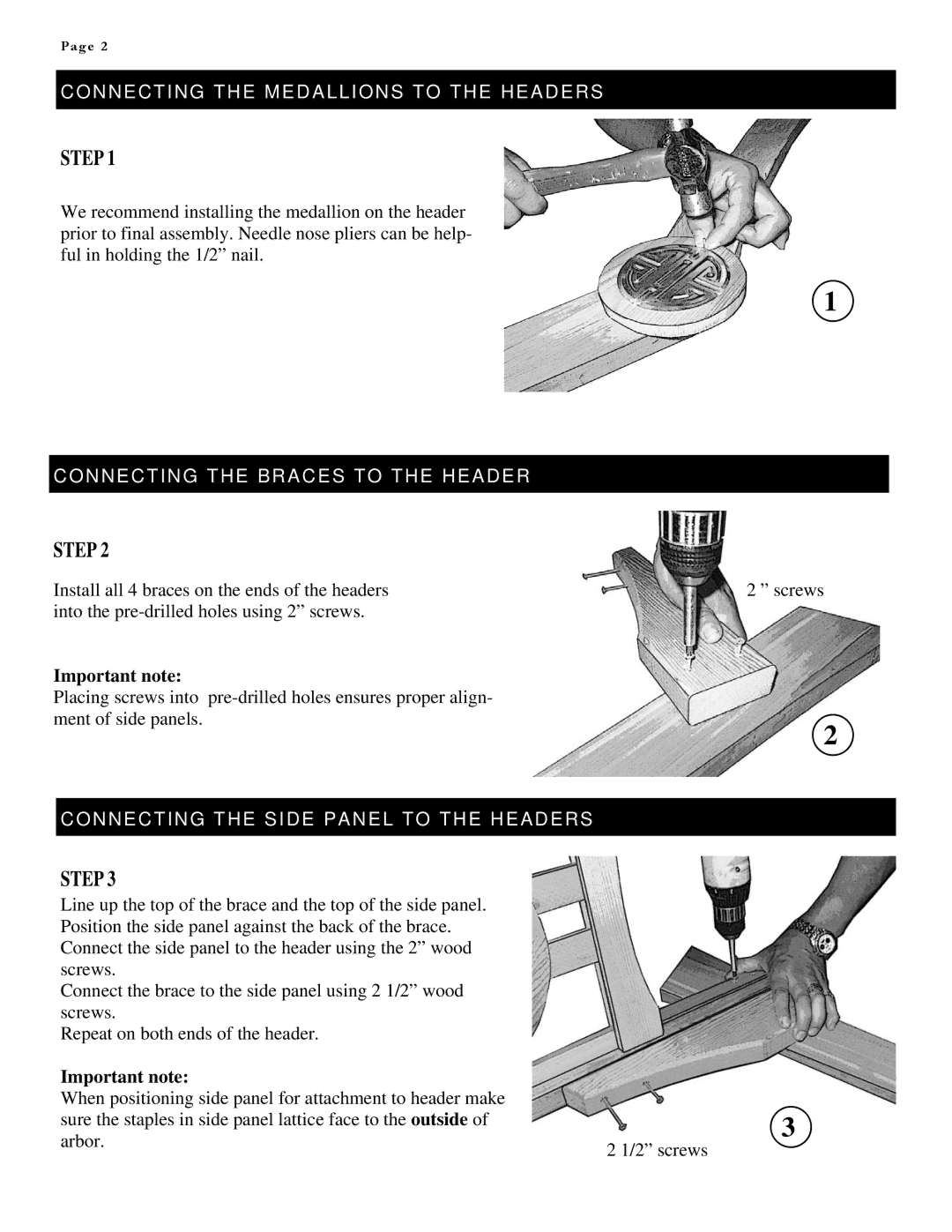 Arboria Longevity manual Step, Important note 