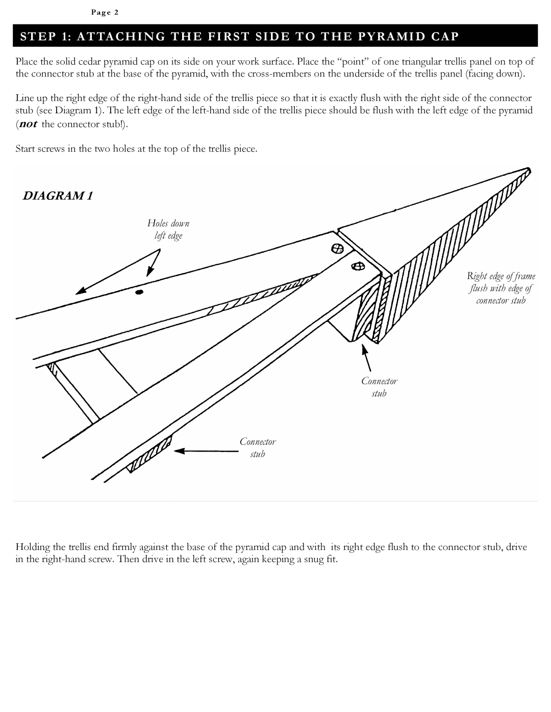 Arboria Pyramid Trellis manual Attaching the First Side to the Pyramid CAP, Diagram 