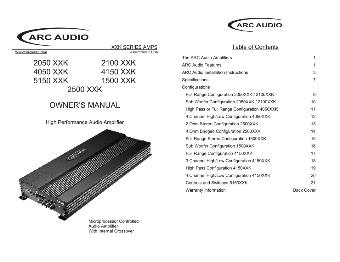 ARC Audio 2050 XXK manual 