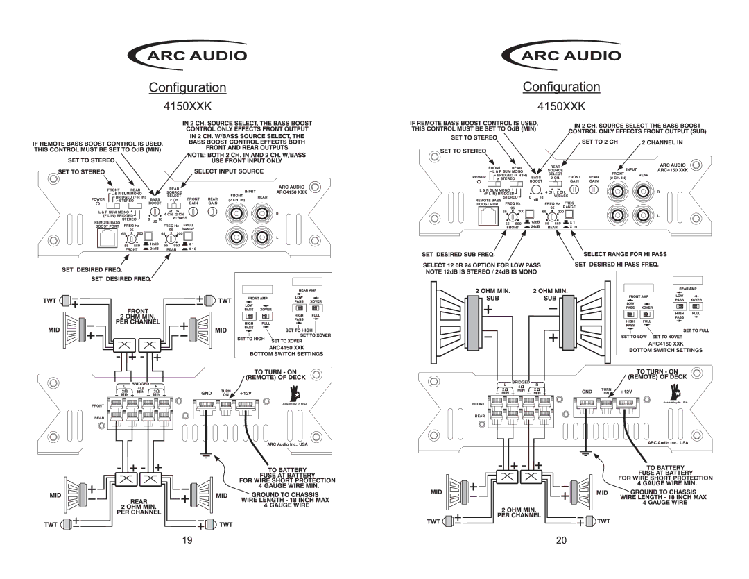 ARC Audio 2050 XXK manual Input SUM Mono 