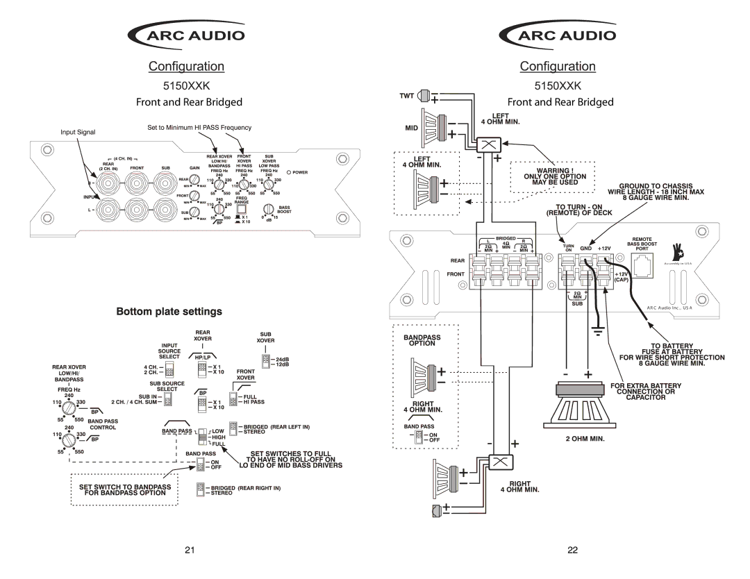 ARC Audio 2050 XXK manual Rontnand 2EAR Ridged 