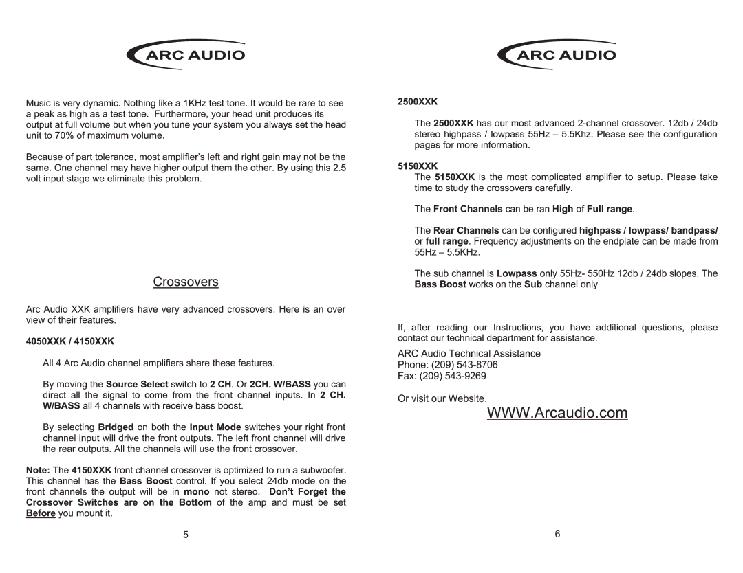 ARC Audio 2050 XXK manual 