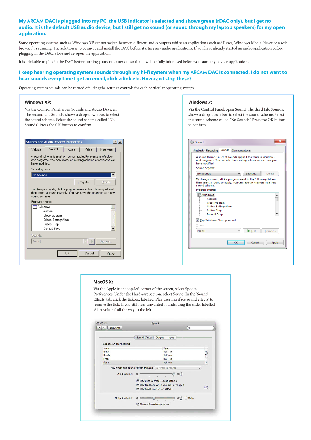 Arcam 23425 manual Windows, MacOS 