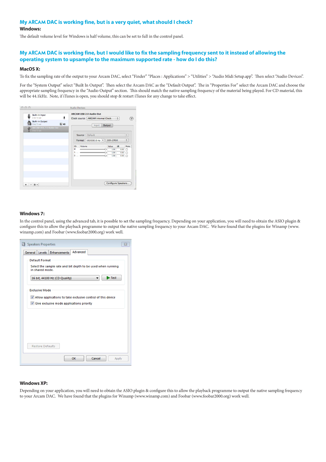 Arcam 23425 manual Windows Windows XP 