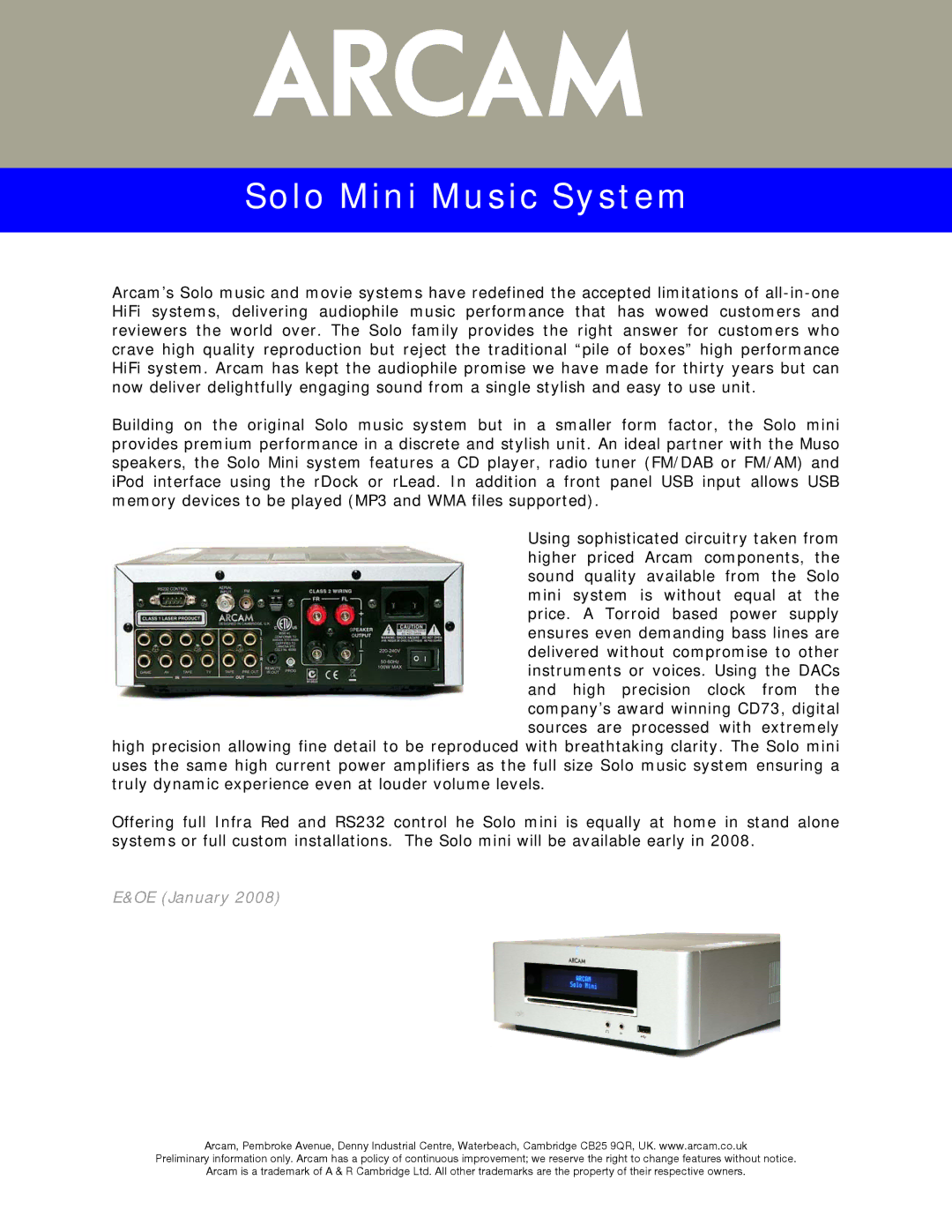 Arcam 23425 manual OE January 