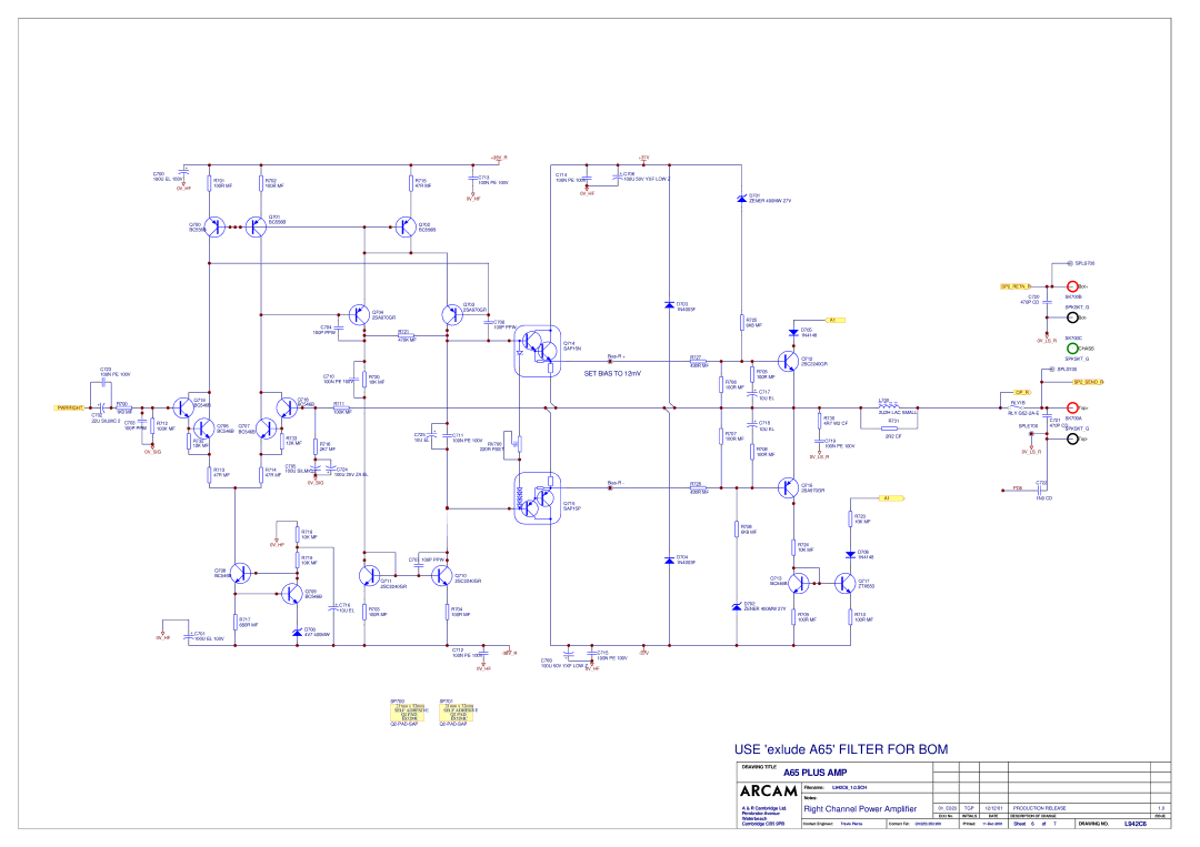 Arcam A75, A65, P75 Plus service manual Right Channel Power Amplifier 