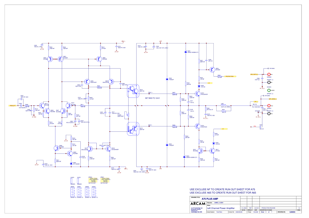 Arcam A75, A65, P75 Plus service manual Left Channel Power Amplifier, L940C5 