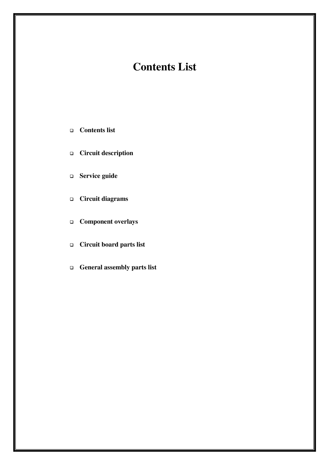 Arcam P75 Plus, A65, A75 service manual Contents List 