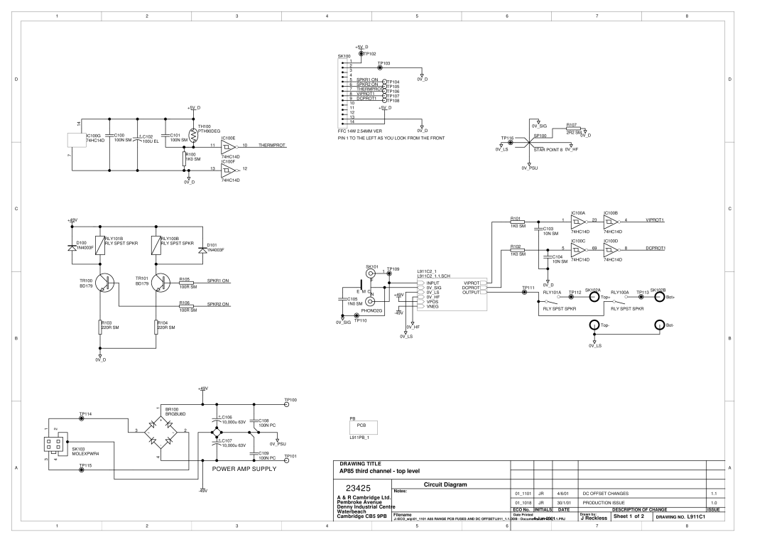 Arcam A85 service manual AP85 third channel top level 