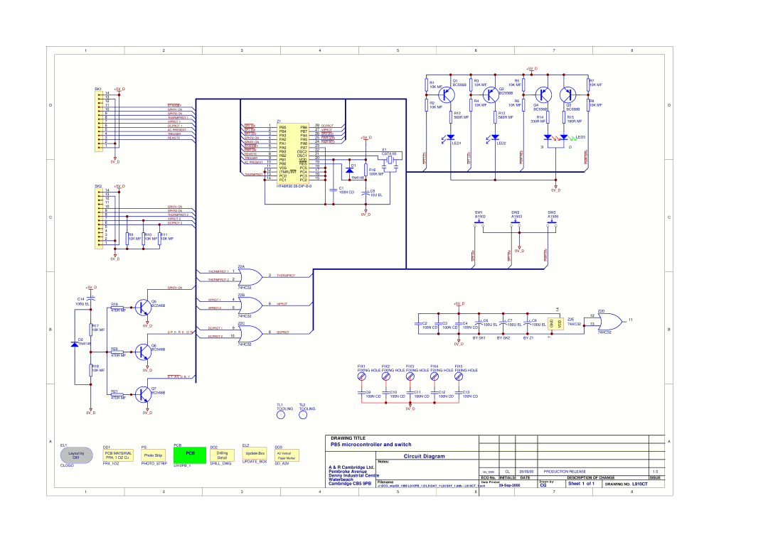 Arcam A85 service manual P85 microcontroller and switch 