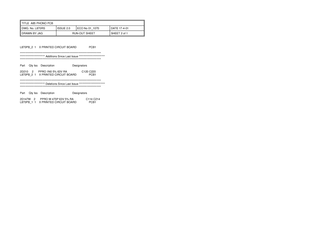 Arcam A85 service manual Title 