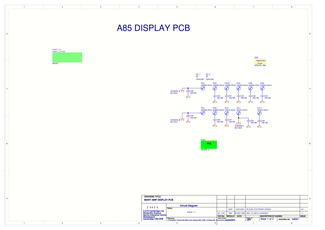 Arcam service manual A85 DISPLAY PCB, Mary Amp Display Pcb, 23425, Circuit Diagram 