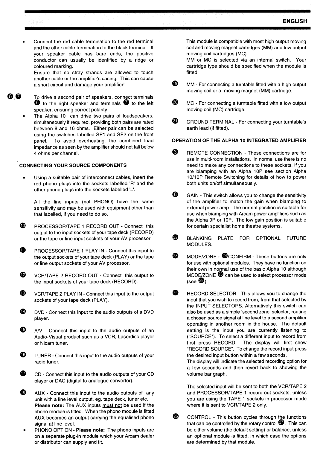 Arcam Alpha 10/10P manual 